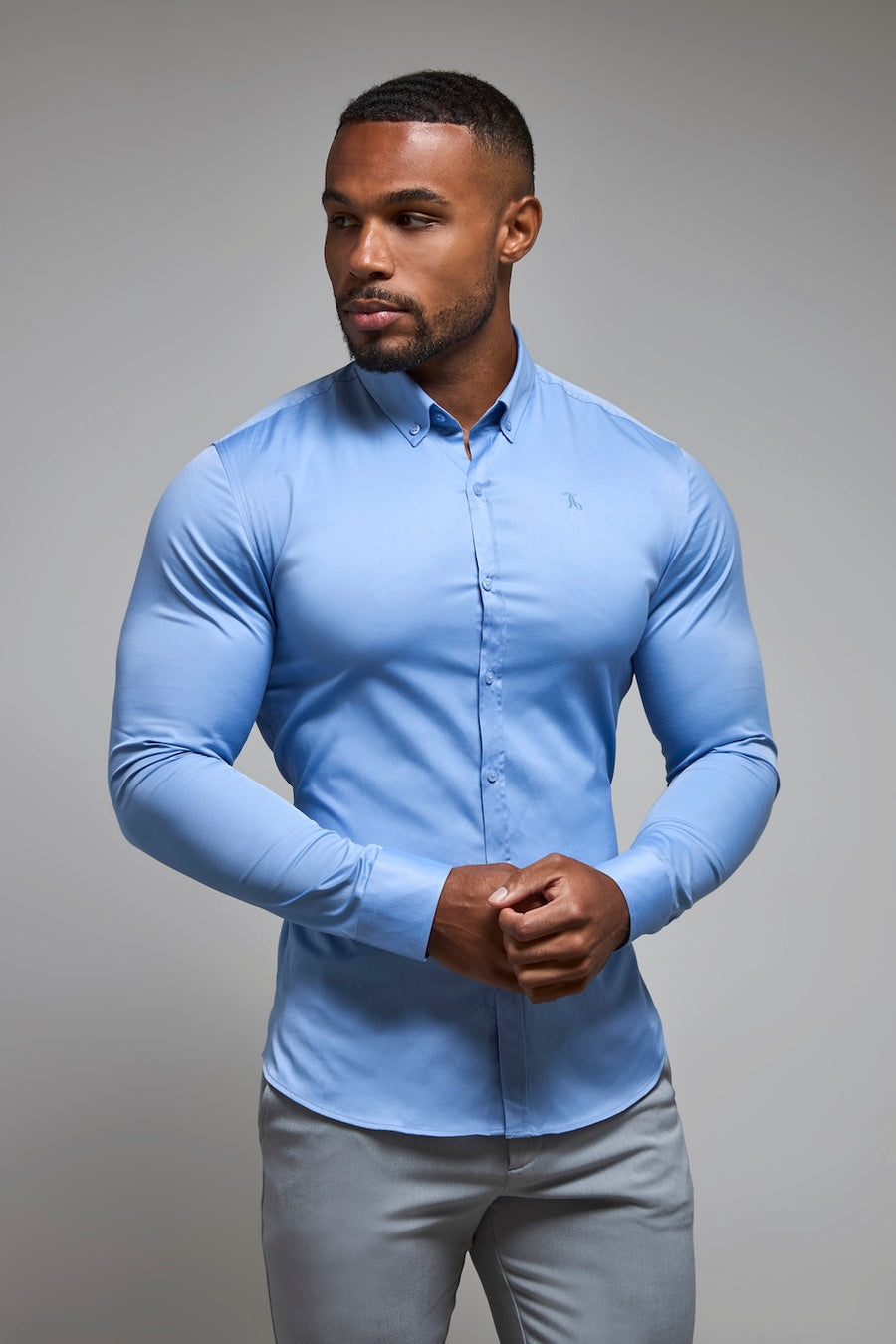 Athletic Fit Signature Shirt in Mid Blue - TAILORED ATHLETE - USA