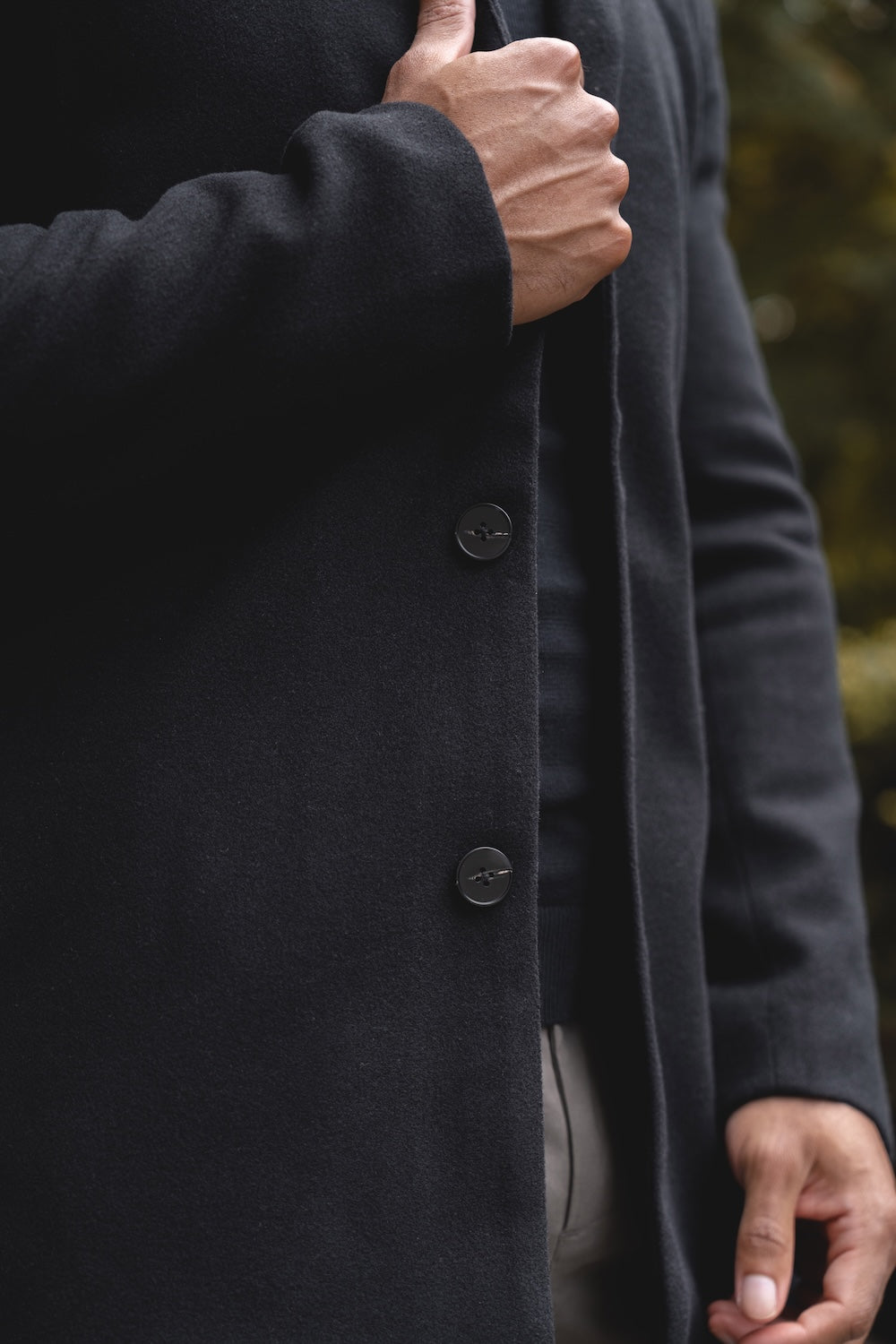 Single Breasted Overcoat in Black - TAILORED ATHLETE - USA