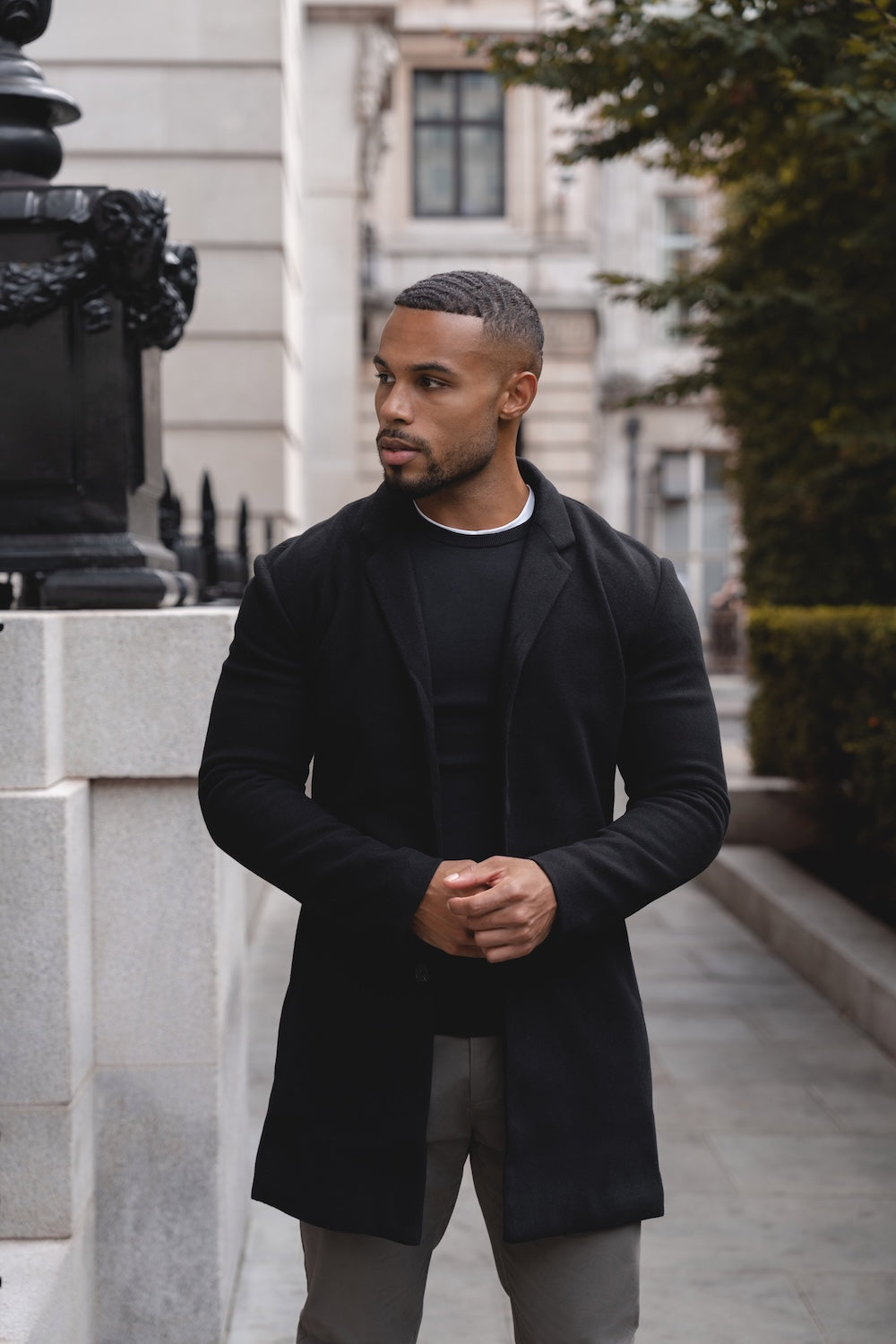 Single Breasted Overcoat in Black - TAILORED ATHLETE - USA