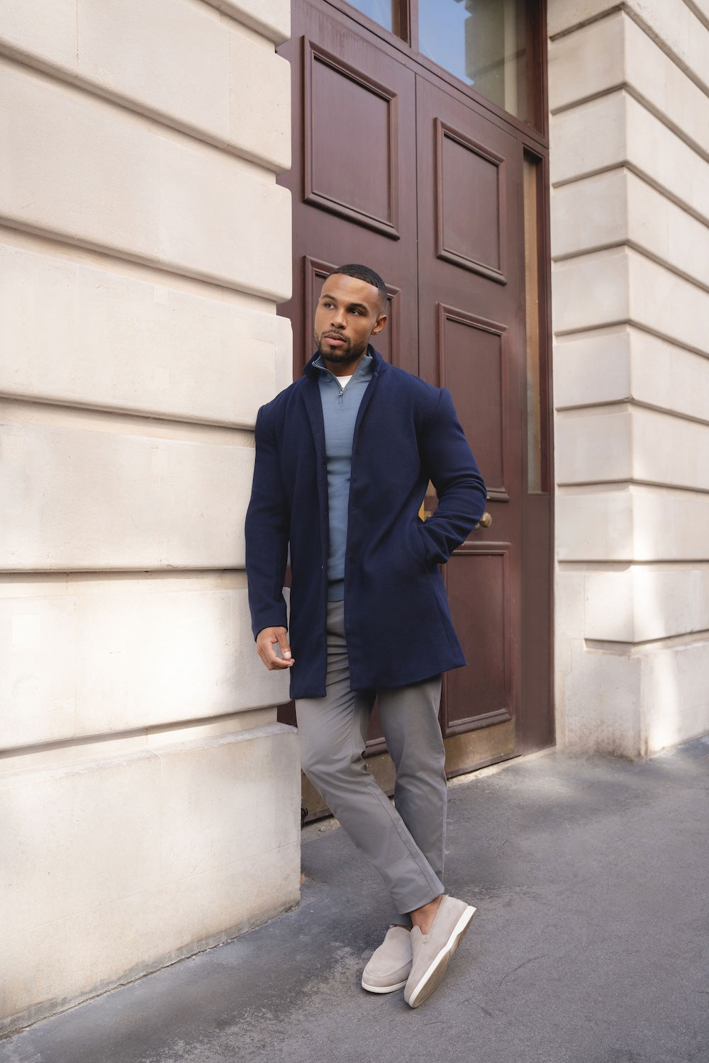 Single Breasted Overcoat in Navy - TAILORED ATHLETE - USA