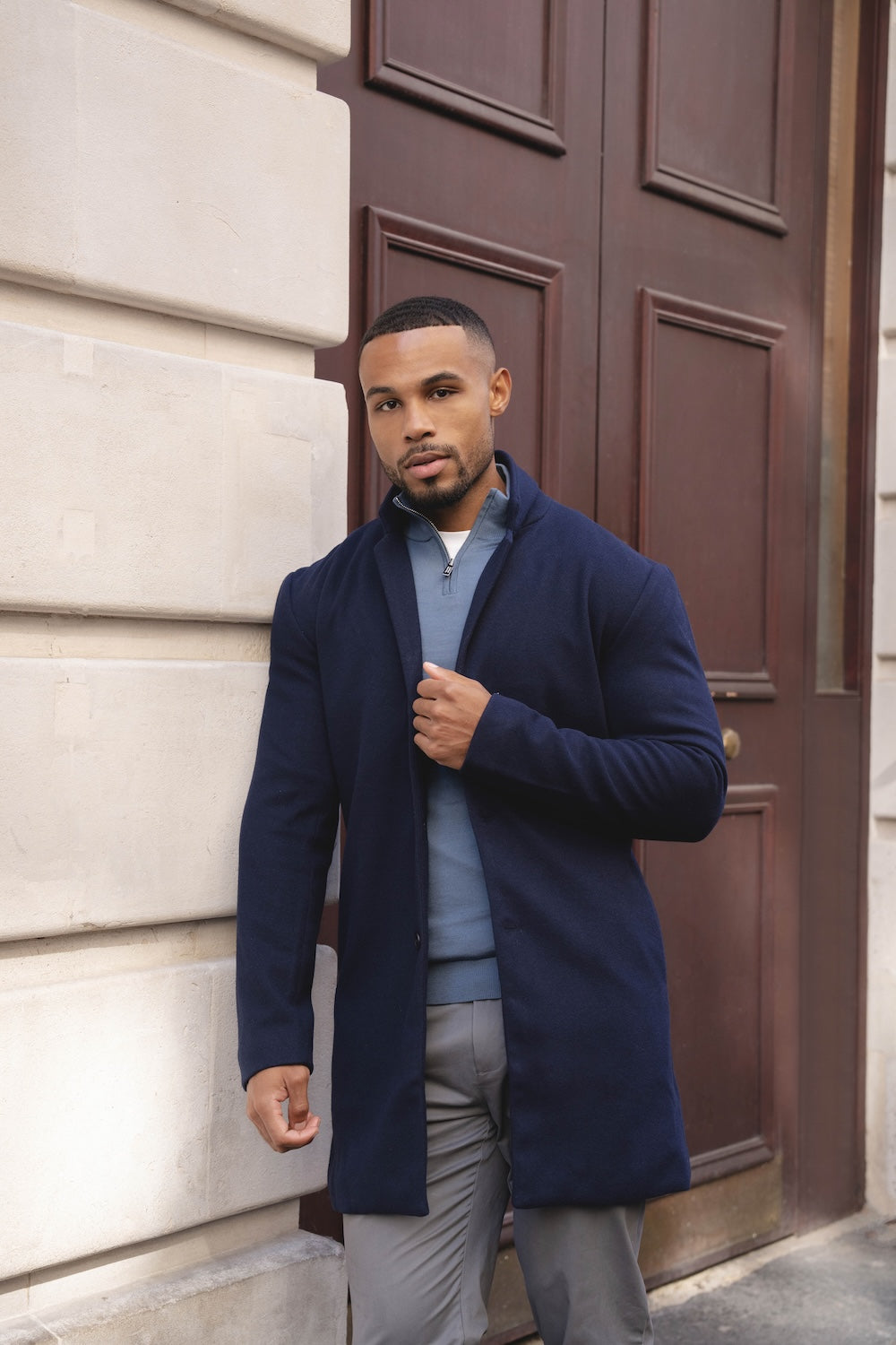 Single Breasted Overcoat in Navy - TAILORED ATHLETE - USA