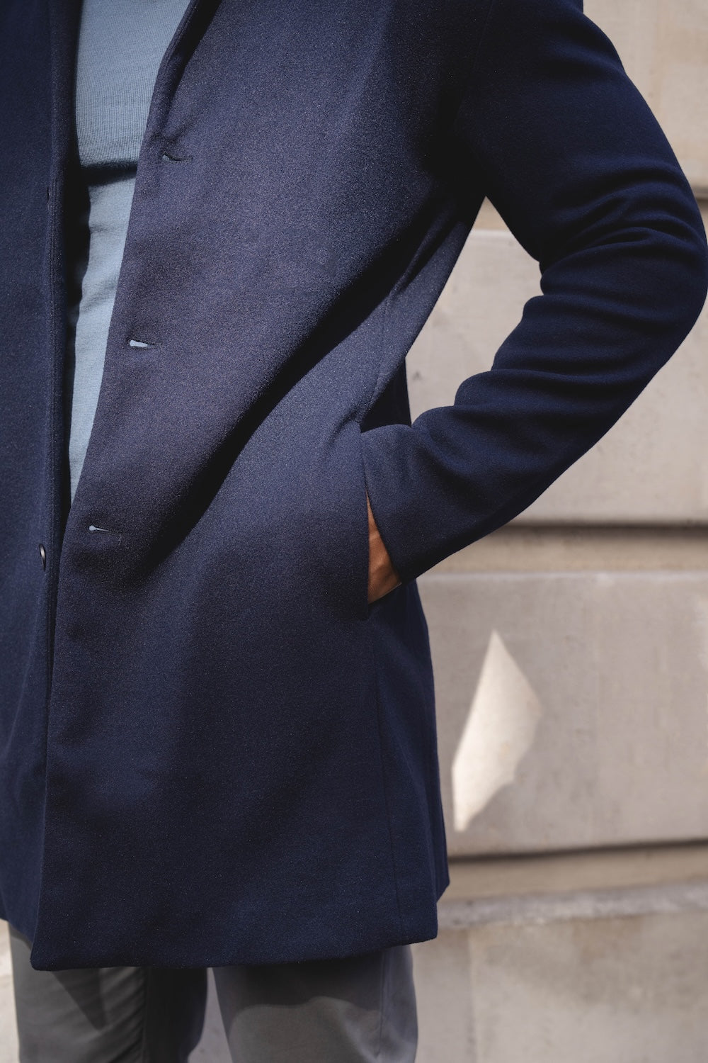 Single Breasted Overcoat in Navy - TAILORED ATHLETE - USA