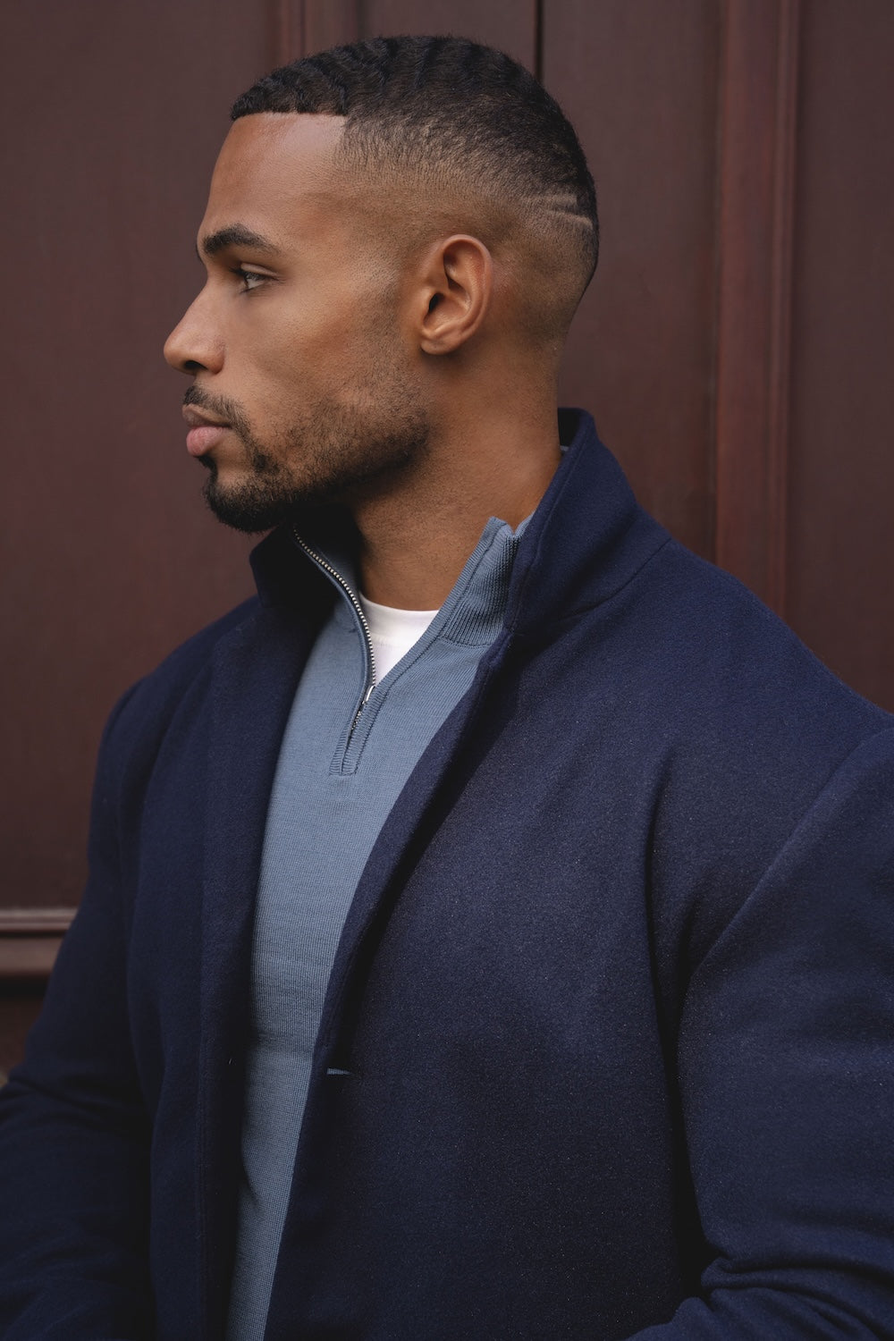 Single Breasted Overcoat in Navy - TAILORED ATHLETE - USA