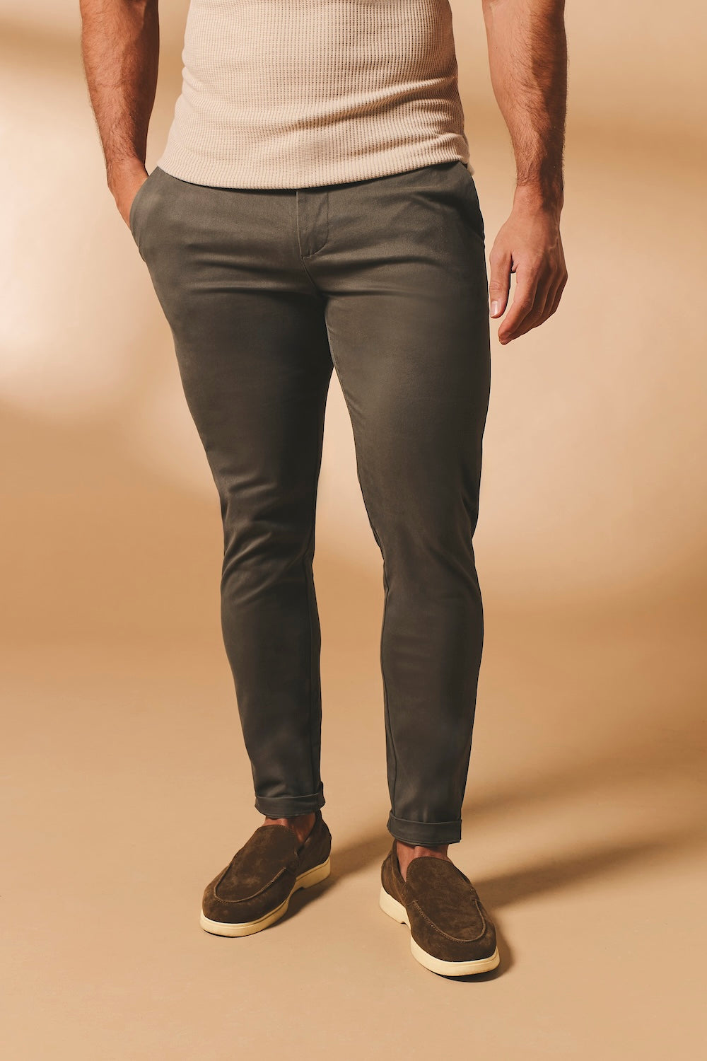 Smart Chino Side Adjuster Pants in Mocha - TAILORED ATHLETE - USA