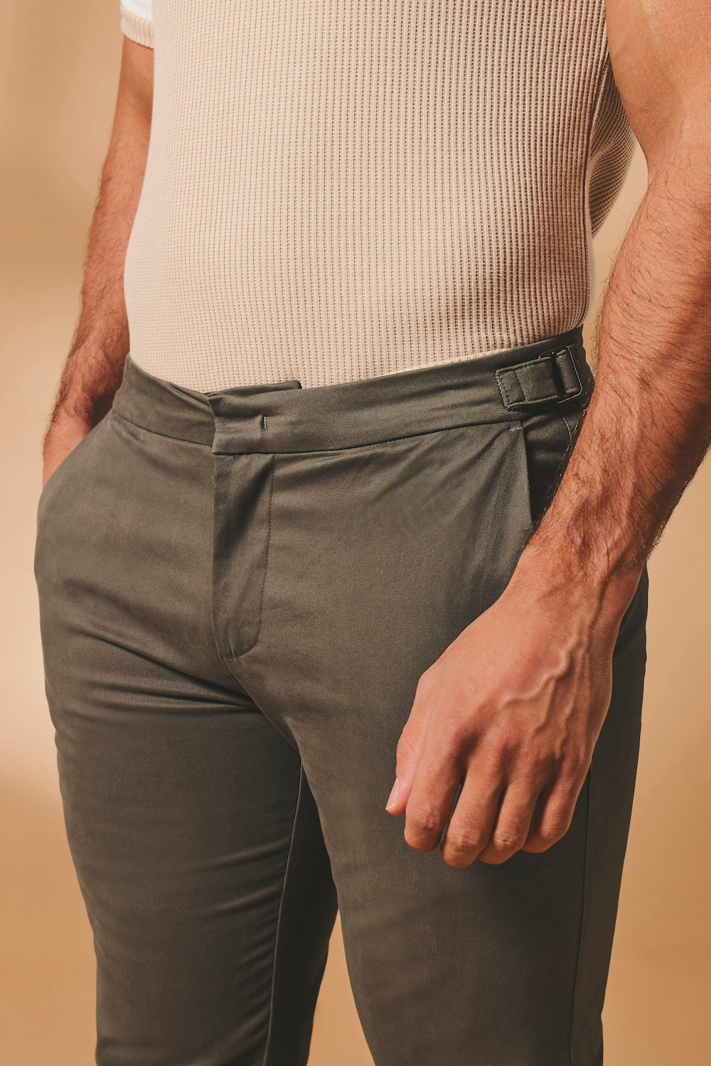 Smart Chino Side Adjuster Pants in Mocha - TAILORED ATHLETE - USA