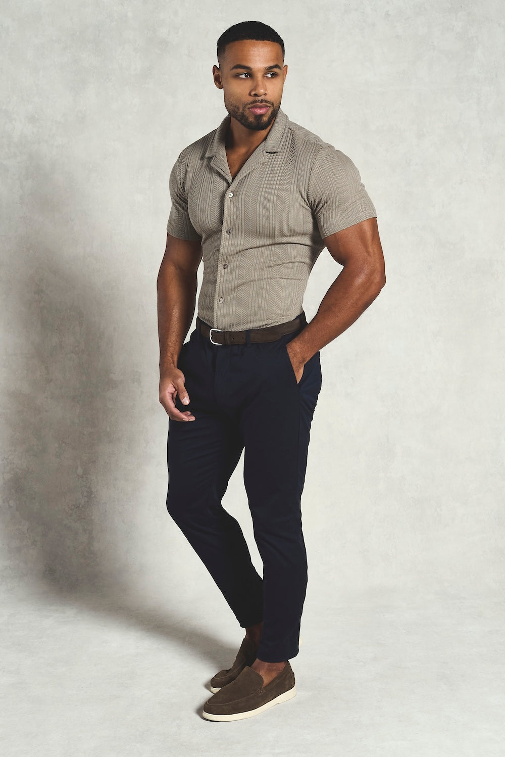 Athletic Fit Cotton Stretch Chino Pants in Navy - TAILORED ATHLETE - USA