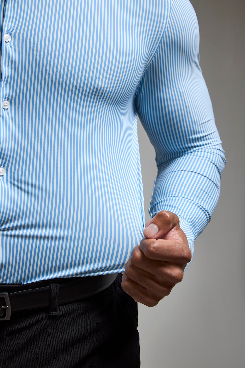 Striped Stretch Formal Shirt in Blue - TAILORED ATHLETE - USA
