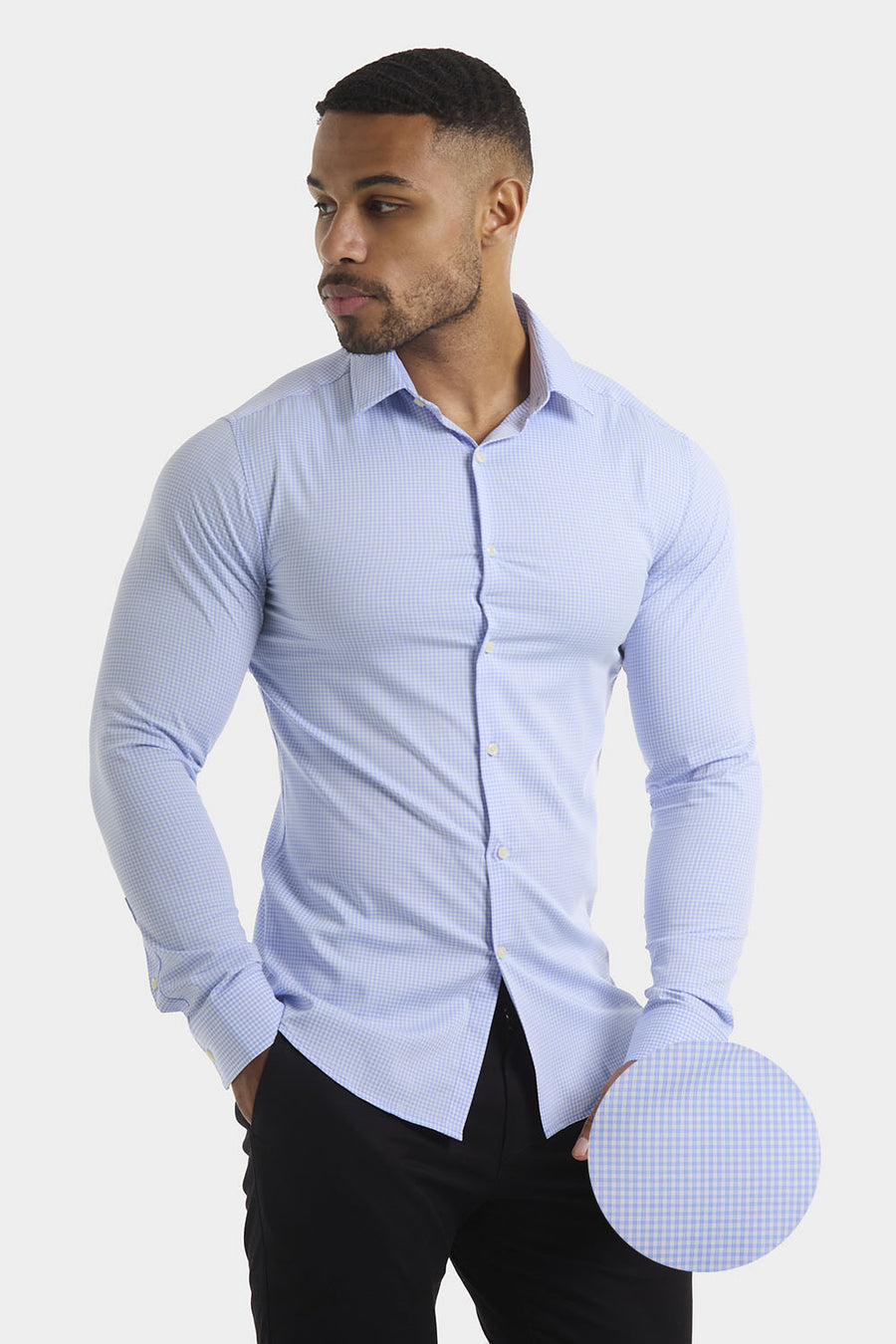 Bamboo Micro-Check Shirt in Blue Check - TAILORED ATHLETE - USA