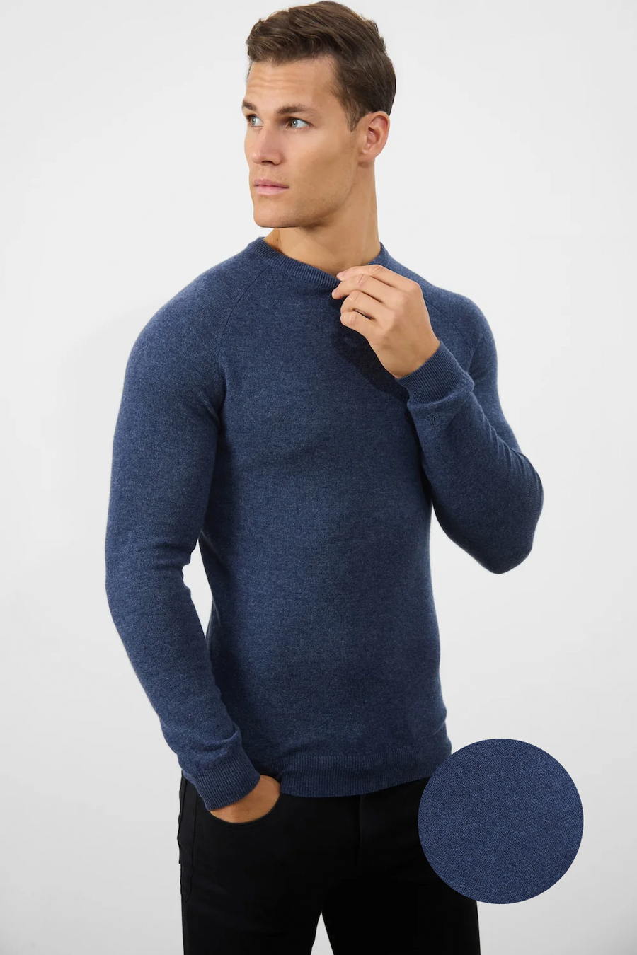 Cashmere Blend Crew Neck in Navy - TAILORED ATHLETE - USA