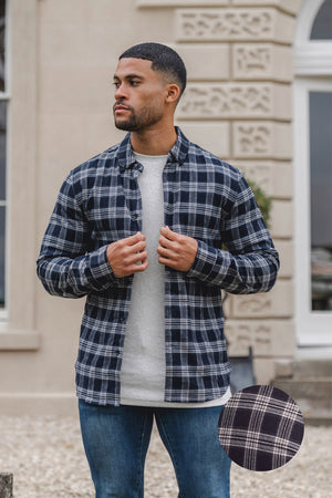 Check Overshirt in Navy/Chalk - TAILORED ATHLETE - USA