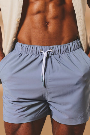 Quick Dry Plain Swim Shorts in Soft Blue - TAILORED ATHLETE - USA