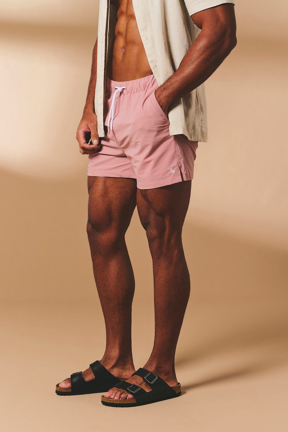 Quick Dry Plain Swim Shorts in Dusky Pink - TAILORED ATHLETE - USA