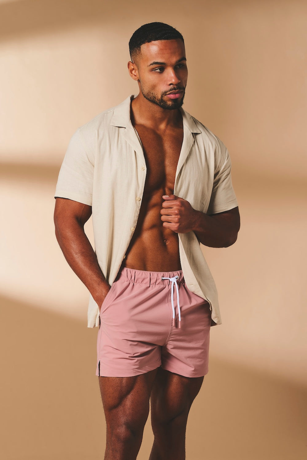 Quick Dry Plain Swim Shorts in Dusky Pink - TAILORED ATHLETE - USA