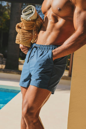 Quick Dry Piped Swim Shorts in Airforce and Navy - TAILORED ATHLETE - USA