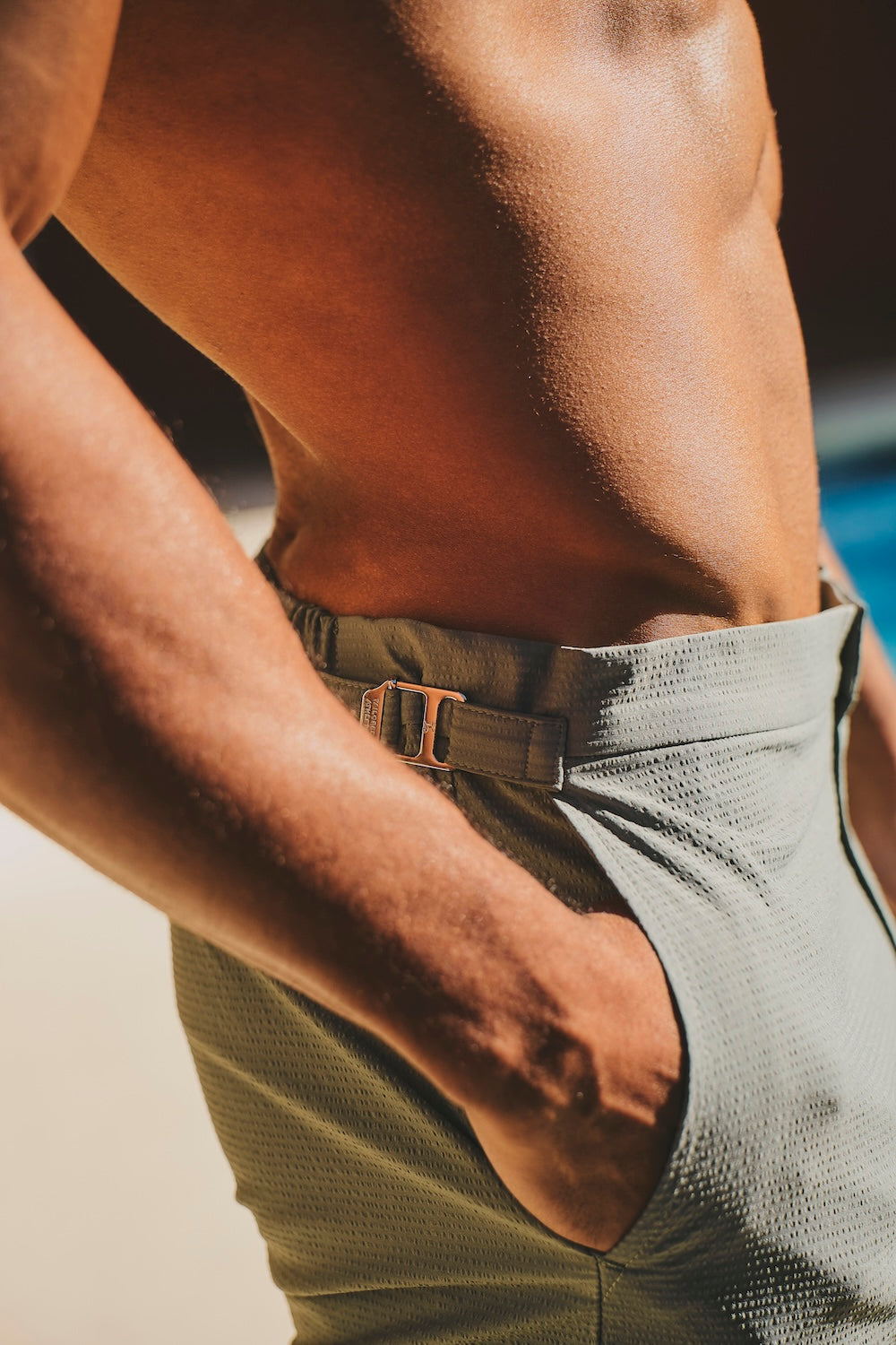 Quick Dry Textured Hybrid Side Adjuster Swim Short in Sage - TAILORED ATHLETE - USA