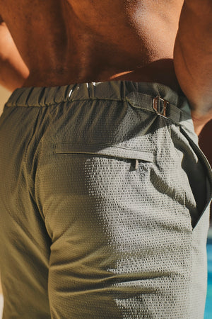 Quick Dry Textured Hybrid Side Adjuster Swim Short in Sage - TAILORED ATHLETE - USA