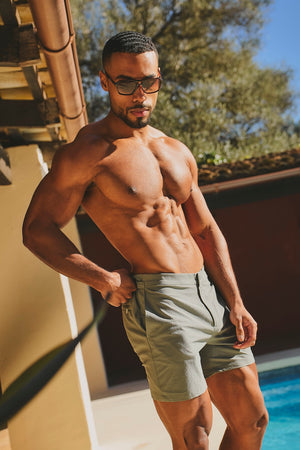 Quick Dry Textured Hybrid Side Adjuster Swim Short in Sage - TAILORED ATHLETE - USA