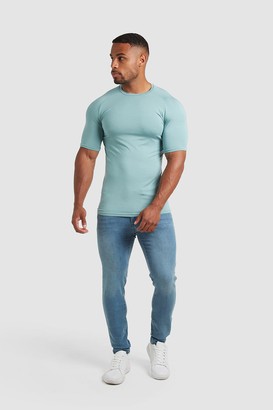 Bamboo Loop Back T-Shirt in Smoked Green - TAILORED ATHLETE - USA