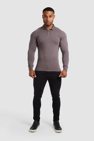 Athletic Fit Polo (LS) in Mole