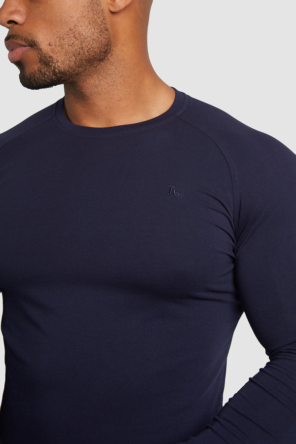 Micro-waffle T-Shirt Long Sleeve in Navy - TAILORED ATHLETE - USA