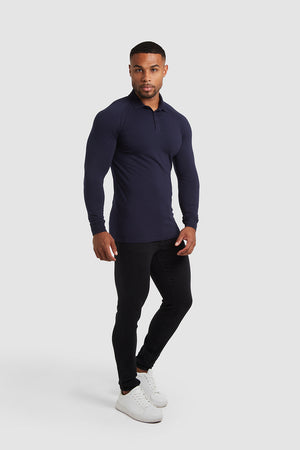 Athletic Fit Polo (LS) in True Navy - TAILORED ATHLETE - USA