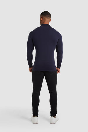 Athletic Fit Polo (LS) in True Navy - TAILORED ATHLETE - USA