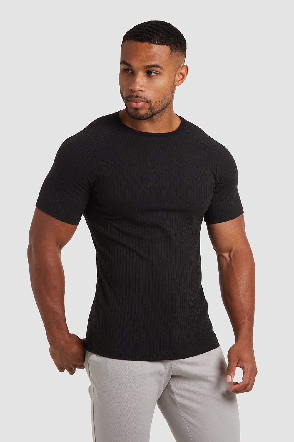 Black Ribbed Jersey Muscle Fit Vest