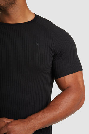 Ribbed T-Shirt in Black - TAILORED ATHLETE - USA