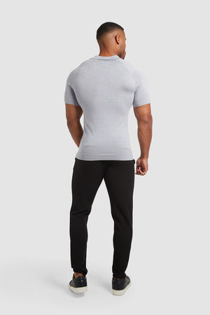 Merino Open Collar Knitted Polo in Ice Marl - TAILORED ATHLETE - USA