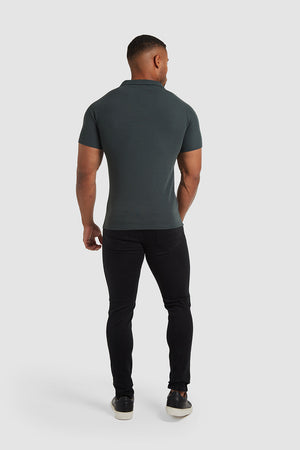 Textured Open Collar Polo Shirt in Kale - TAILORED ATHLETE - USA
