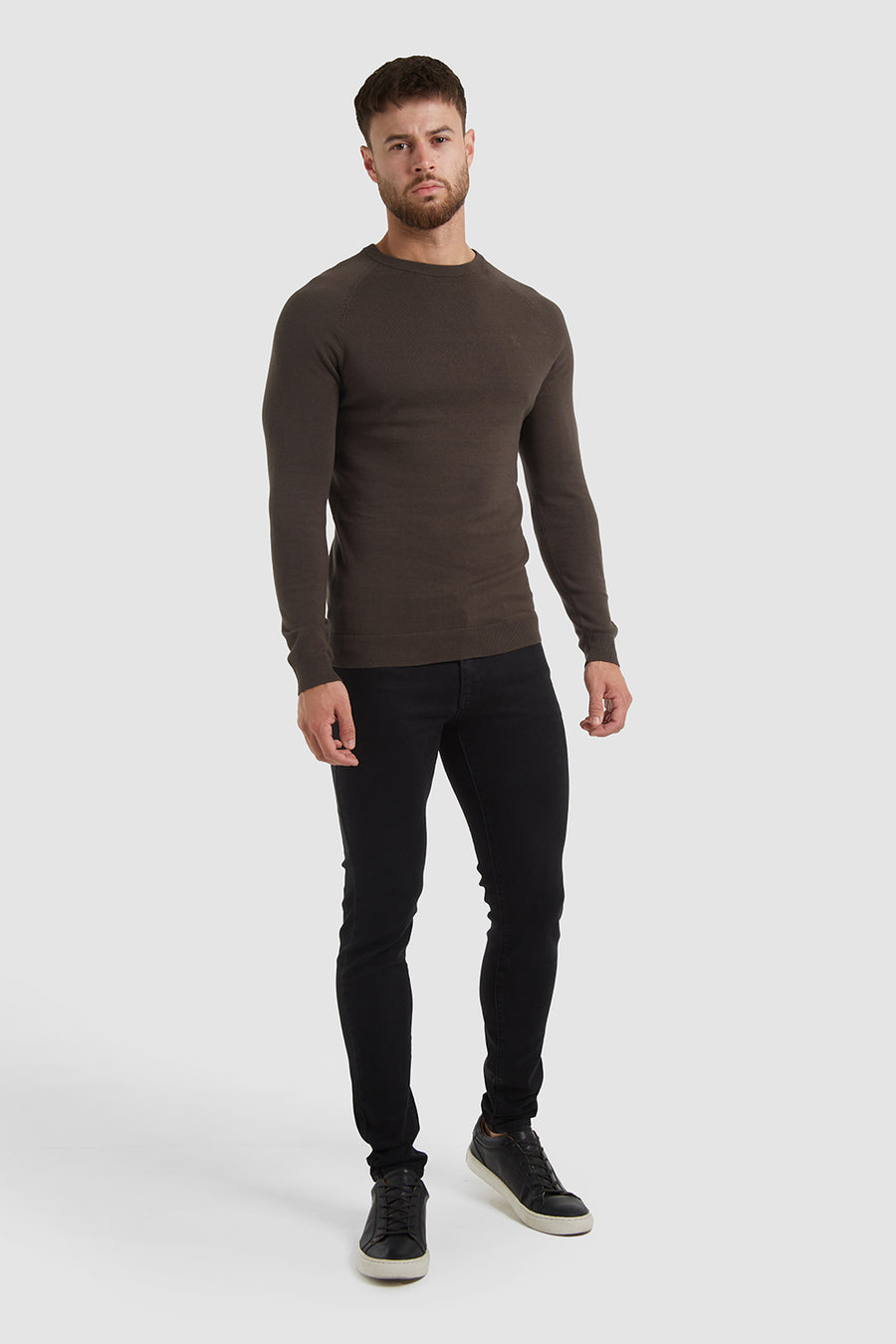 Cotton Crew Neck Jumper in Dark Khaki - TAILORED ATHLETE - USA