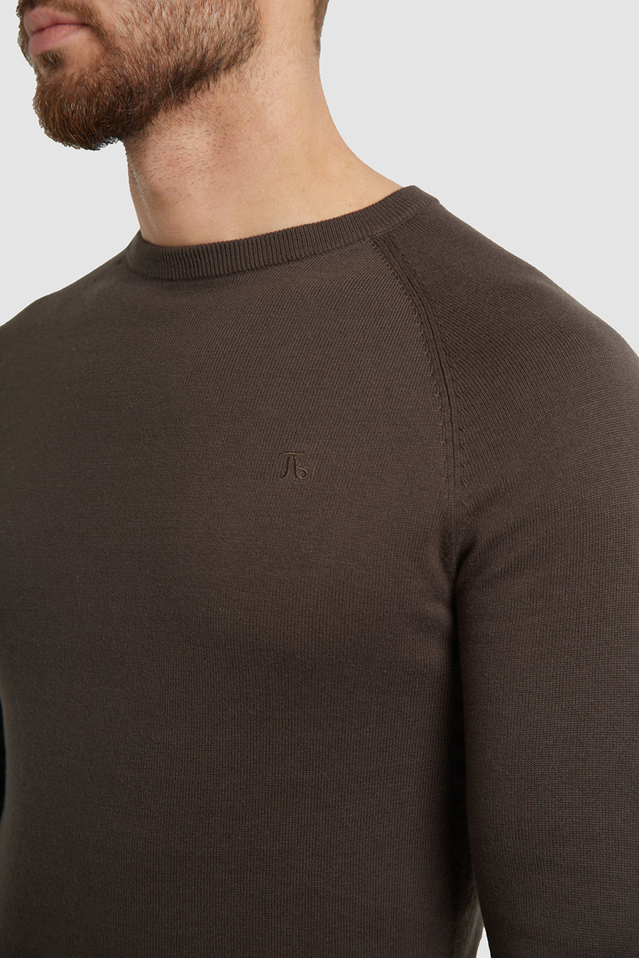 Cotton Crew Neck Jumper in Dark Khaki - TAILORED ATHLETE - USA