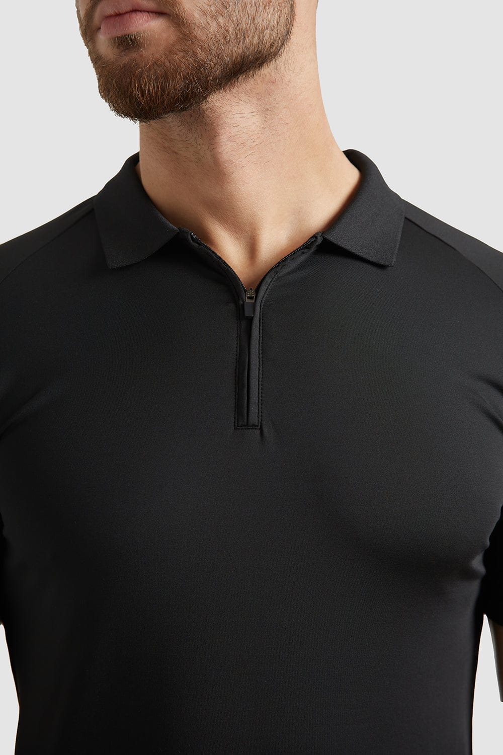 black polo collar shirt