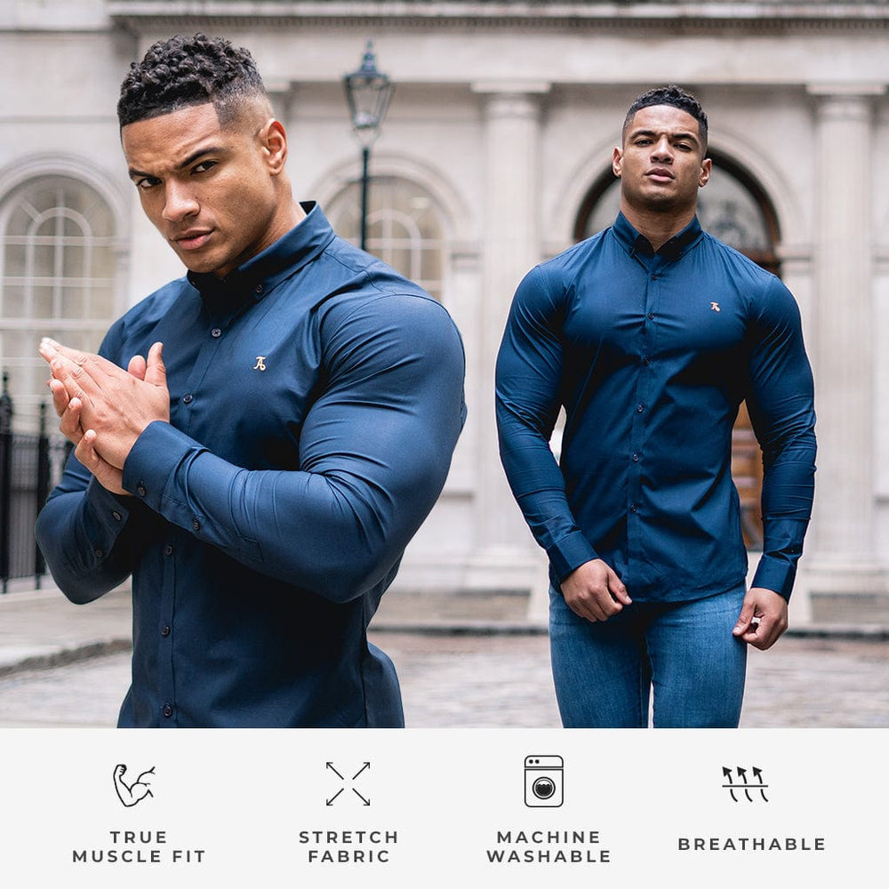Navy signature shirt from Tailored Athlete, offering a sophisticated and refined athletic fit.