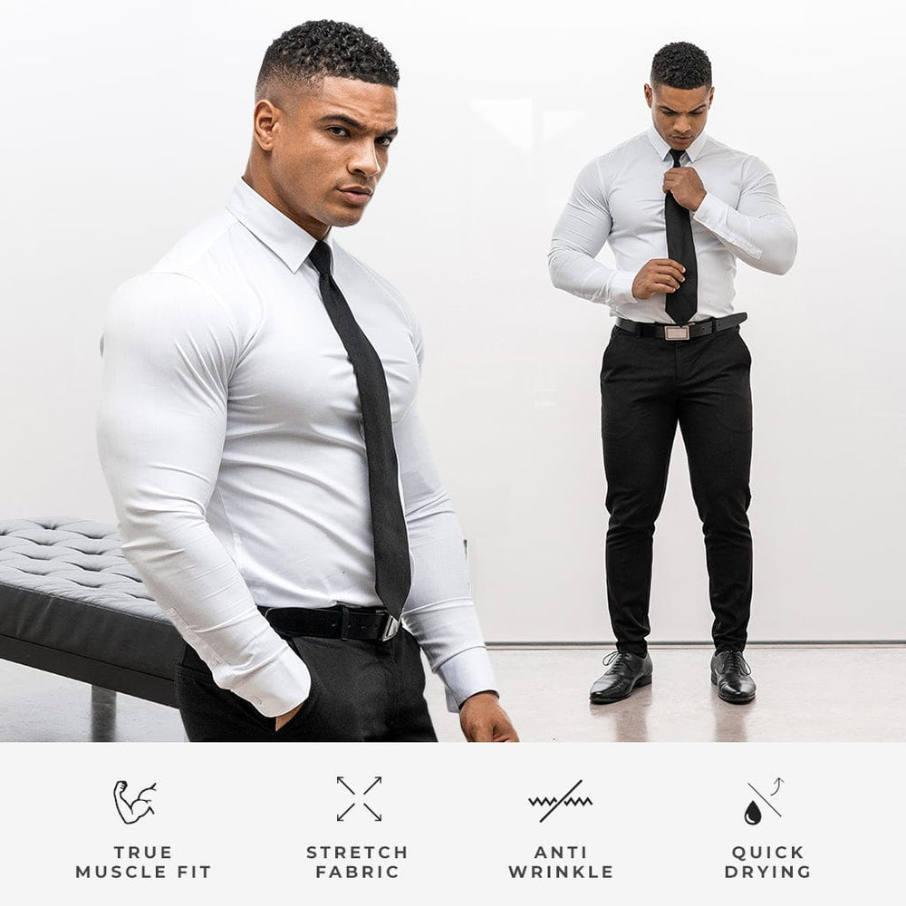 White shirt design featured for Tailored Athlete, ideal for a clean, professional appearance.