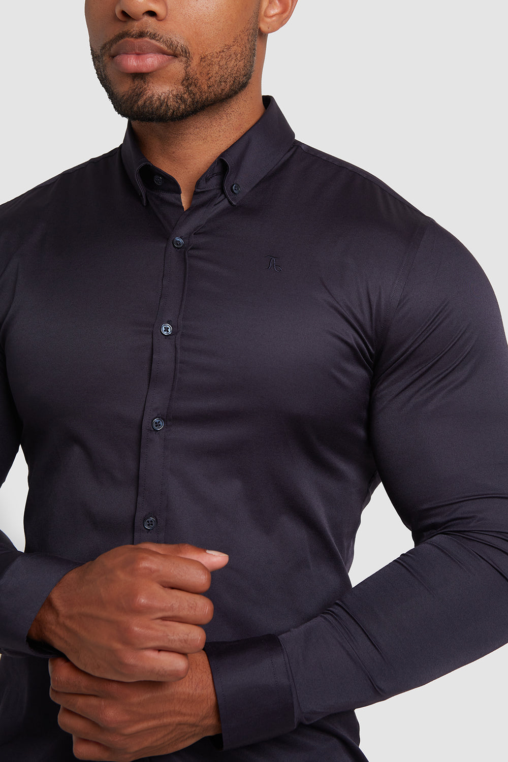 Merino Polo Shirt Long Sleeve in Navy - TAILORED ATHLETE - USA