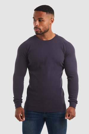 Rib Long Sleeve T-Shirt in Navy - TAILORED ATHLETE - USA
