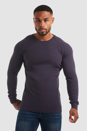 Rib Long Sleeve T-Shirt in Navy - TAILORED ATHLETE - USA