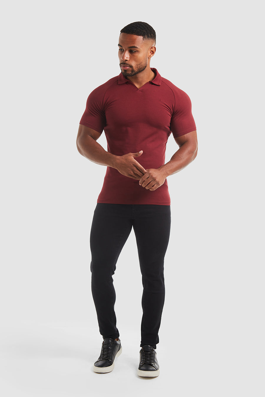 Jersey Buttonless Polo Shirt in Burgundy - TAILORED ATHLETE - USA
