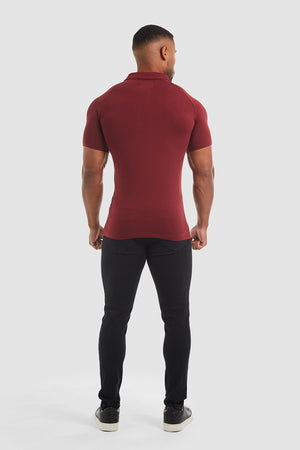 Jersey Buttonless Polo Shirt in Burgundy - TAILORED ATHLETE - USA
