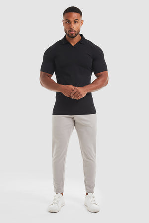 Jersey Buttonless Polo Shirt in Black - TAILORED ATHLETE - USA