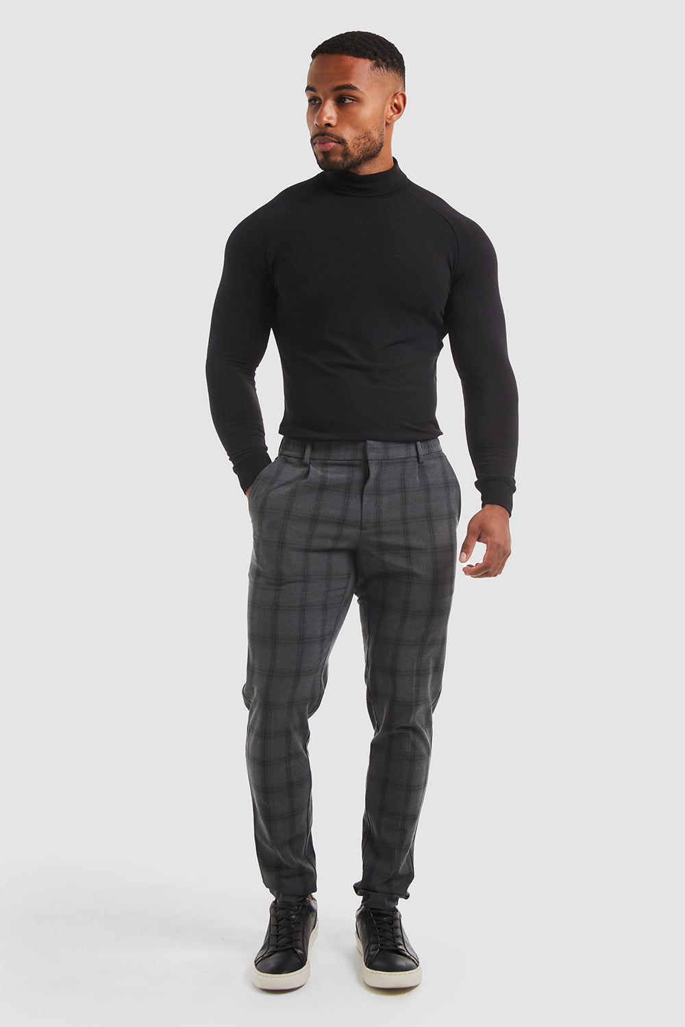 Men's Windowpane Check Smart Formal Pants | boohoo
