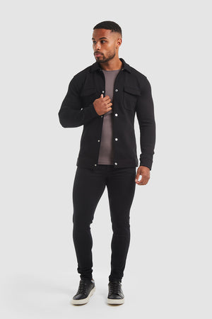 Jersey Shacket in Black - TAILORED ATHLETE - USA