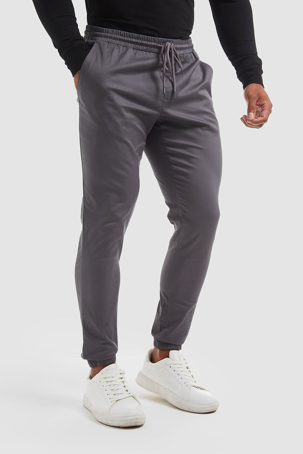 Men's Black Plain Cuffed Chino Trousers – Threadbare