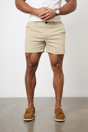 Athletic Fit Chino Shorts 5'' in Stone - TAILORED ATHLETE - USA