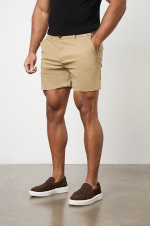 Athletic Fit Chino Shorts 5" in Dark Sand - TAILORED ATHLETE - USA