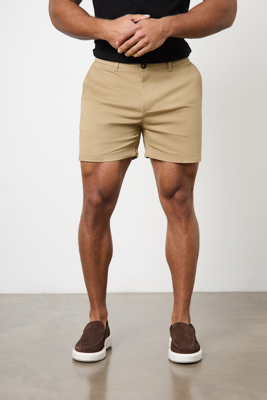 Athletic Fit Chino Shorts 5" in Dark Sand - TAILORED ATHLETE - USA