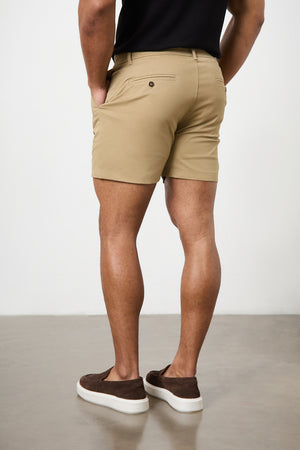 Athletic Fit Chino Shorts 5" in Dark Sand - TAILORED ATHLETE - USA