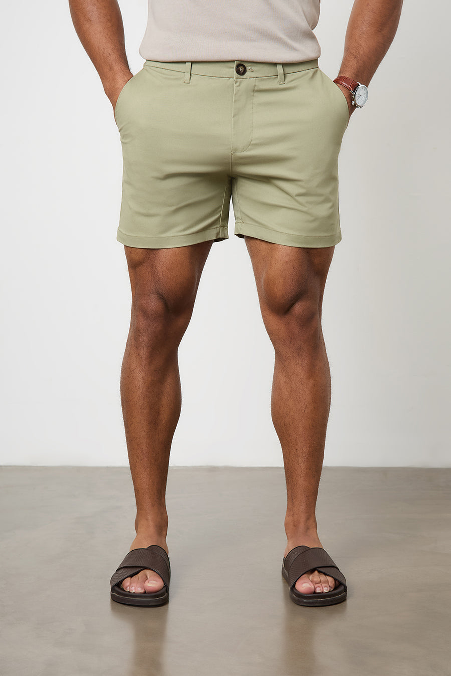 Athletic Fit Chino Shorts 5" in Sage - TAILORED ATHLETE - USA