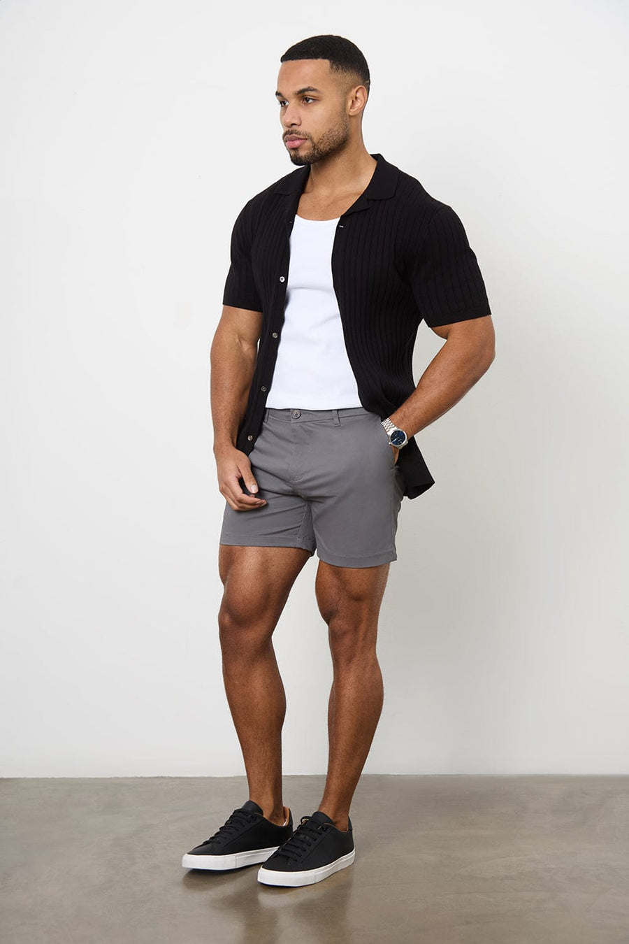 Athletic Fit Chino Shorts 5'' in Dark Grey - TAILORED ATHLETE - USA